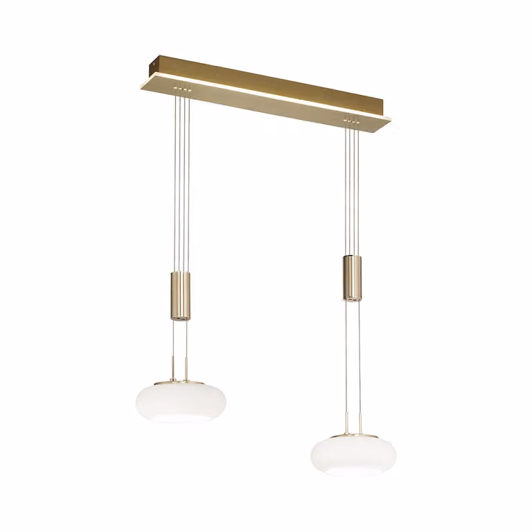Paul Neuhaus Lampada a sospensione LED Q ETIENNE Smart Home dimmerabile telecomando regolabile in altezza CCT a sospensione ottone opaco soggiorno, sala da pranzo, cucina 2076-55, 2079-55, 2078-55, 2075-55, 2076-18, 2079-18, 2078-18, 2075-18, 2076-60, 207