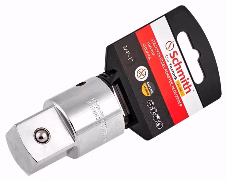 Adattatore riduttore Schmith 3/4" - 1" PRO in acciaio CrV, per chiavi a cricchetto, bussole e utensili, accessori per officina, adattatore per inserti a bussola