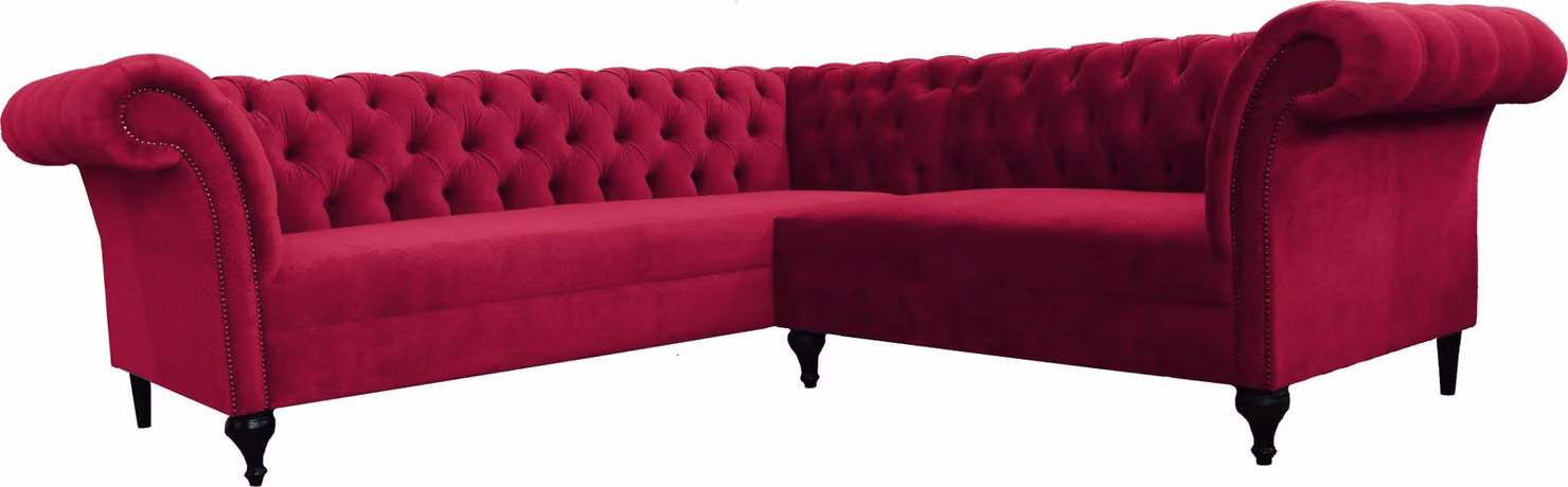 Chesterfield Ecksofa Eckcouch Designer Sofa Couch Samt Ledersofa SLIII Sofa №92