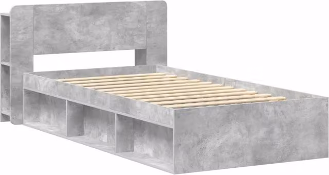 Letto singolo | Letto per adulti | Telaio del letto con storage Grigio Cemento 80 x 200 cm