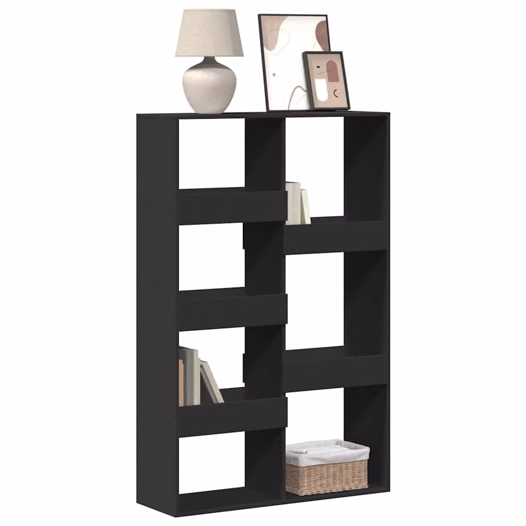 Libreria nera vidaXL in legno e MDF per soggiorno, L 100 cm x P 33 cm x H 155,5 cm
