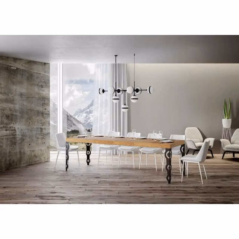 Tavolo allungabile ITAMOBY moderno in legno e metallo, colore Quercia e Antracite, L: 200-304 cm, P: 90 cm – 2