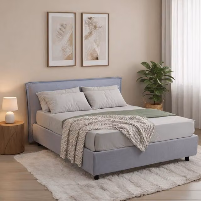 Letto alla francese DMORA con contenitore a sollevamento, moderno, Grigio e Nero, L/P: 120 x 200 cm – 1