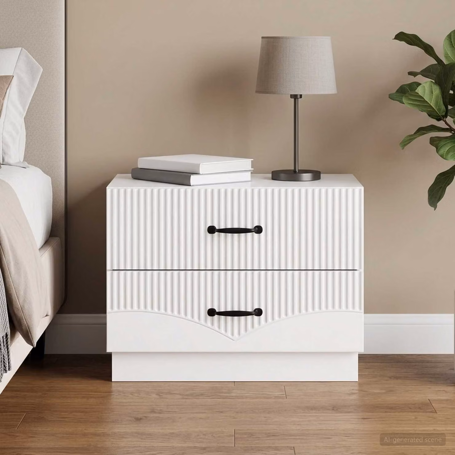vidaXL Armadio da Notte Moderno in MDF Bianco Lucido L 62 x P 34,5 x H 44,5 cm