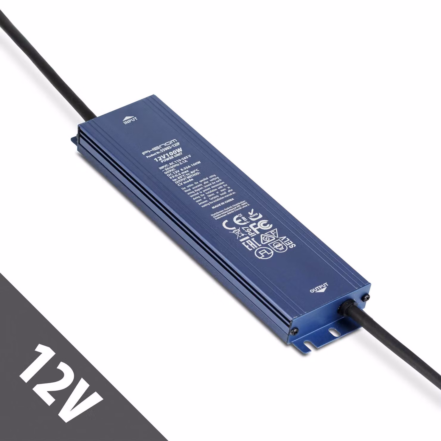 Alimentatore LED 12 V 100 W IP67 impermeabile - Trasformatore 12 V CC 8,3 A - Driver LED per esterni - Adatto per strisce LED, telecamere e illuminazione da giardino [55003-12IP]