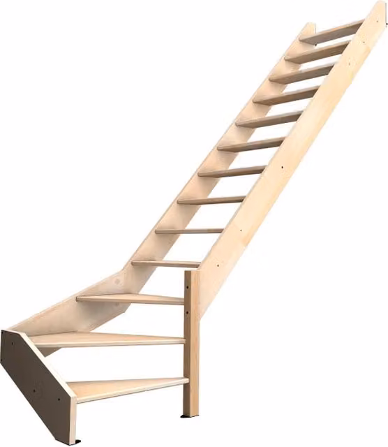 Scala 1/4 di giro Nostra Burger con struttura in abete e gradini in faggio naturale colore beige