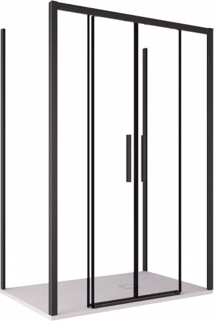 Box doccia tre lati con profili neri scorrevole cristallo 6mm h195 lagoa-trio, misura 80x140x80