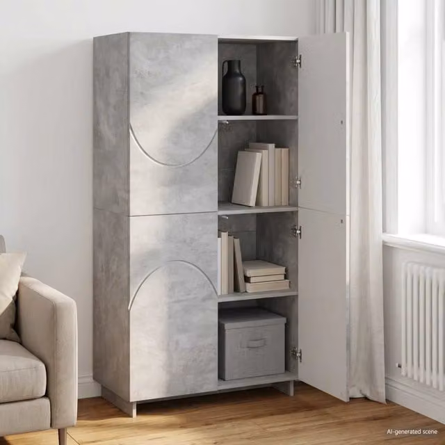 Credenza Grigio Cemento 79 x 41 x 151 cm Legno ingegnerizzato 3433112