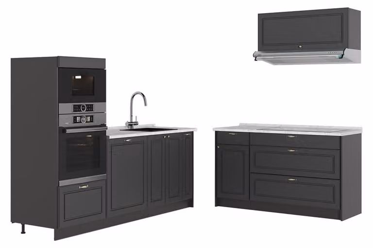 Cucina Vicco Fame-Line Oro-antracite rustico/Antracite 340 cm, PL Marmo, Model 63851