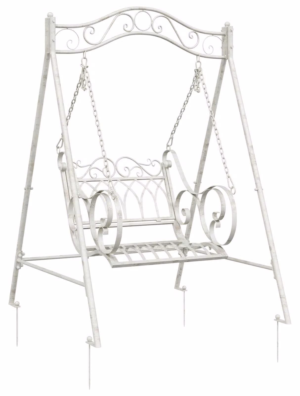 Panchina a Dondolo Acciaio 113 x 121,5 x 168 cm Bianco Antico