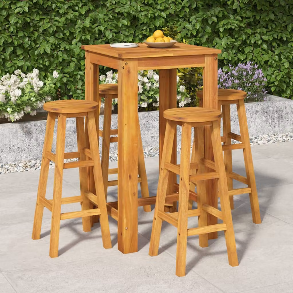 Set da Bar da Giardino vidaXL in Legno di Acacia Marrone, 5 Pezzi