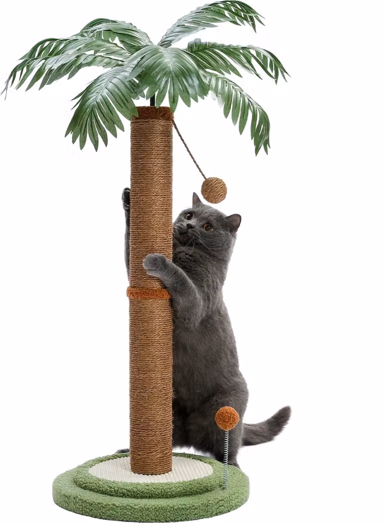 Graffiatoio per gatti, altezza 85 cm, materiale sisal resistente, AMT0219BN, M