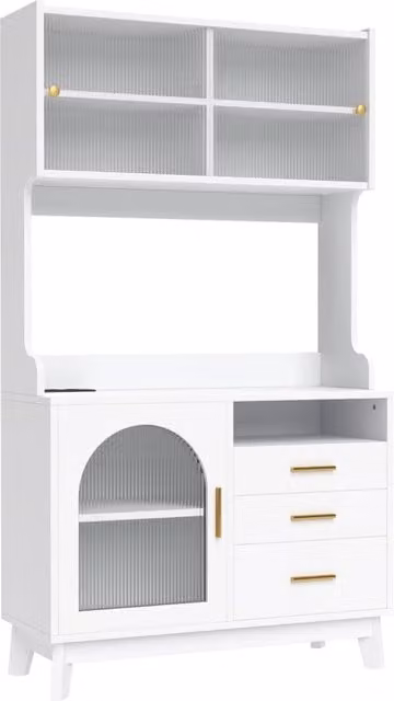 Mobiletto alto per sala da pranzo 100,5x40x178 cm con prese integrate USB-C e USB-A, bianco, struttura in truciolato
