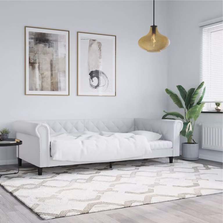 Letto da giorno vidaXL in similpelle bianco, L/P/H: 200 x 100 x 68 cm