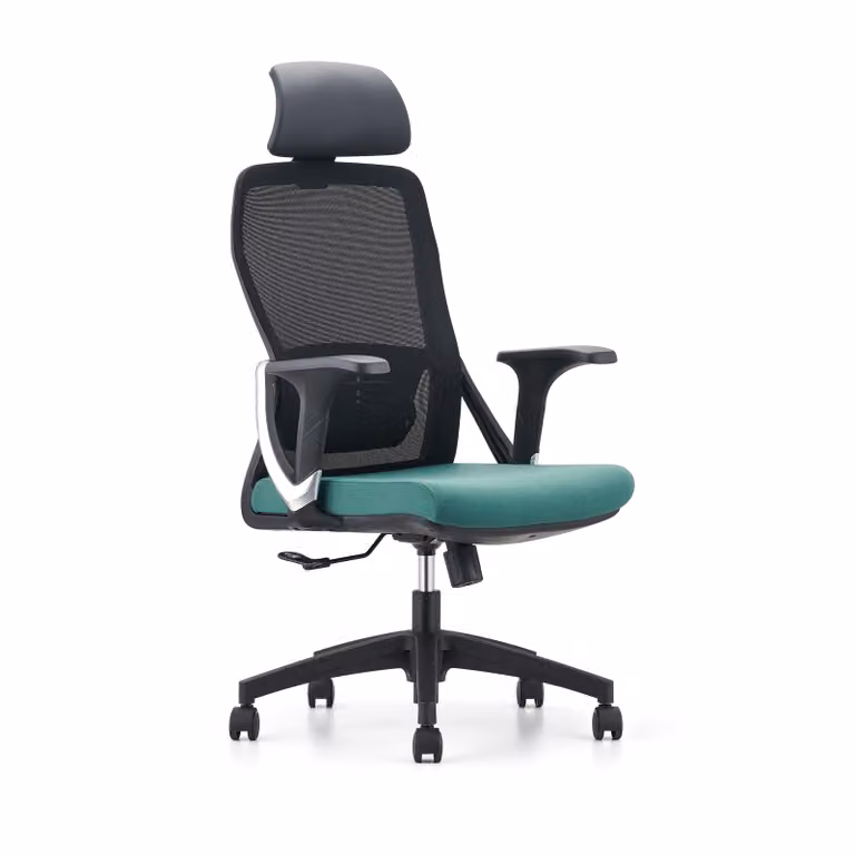 Sedia da ufficio Casa Dolce CENTO, nero-verde, 67x63x112-124 cm, girevole e regolabile in altezza, supporto lombare, poggiatesta regolabile in altezza