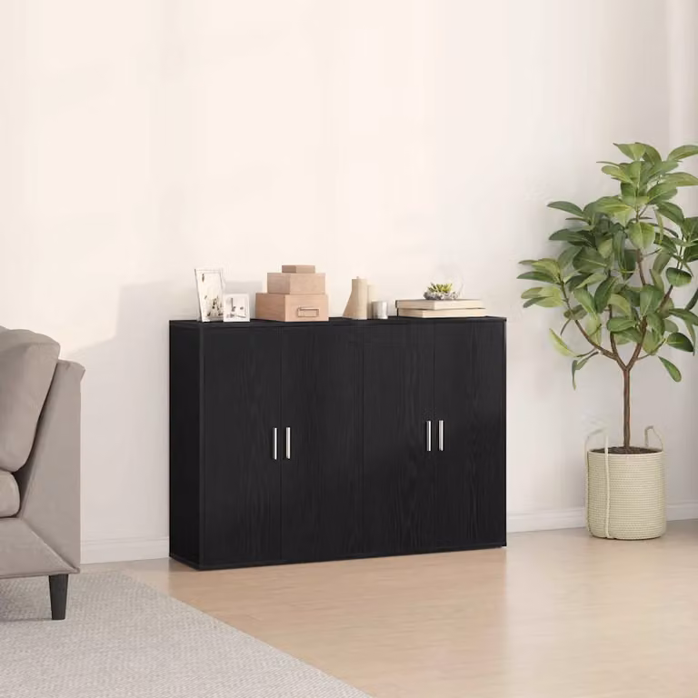 Set di 2 credenze vidaXL in legno ingegnerizzato Rovere Nero, L 60 cm x P 31 cm x H 84 cm