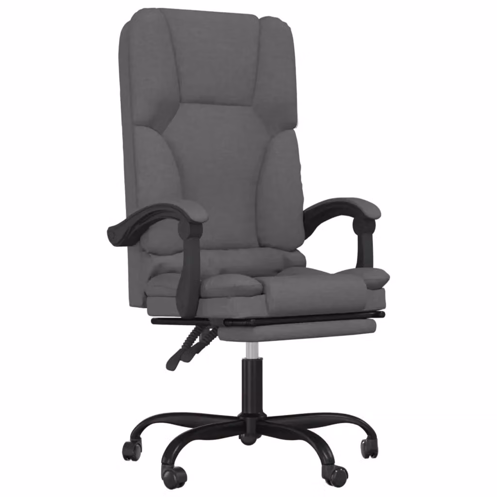 Sedia da Ufficio Executive vidaXL Grigio con Poggiatesta e Braccioli in Tessuto e Metallo – 2