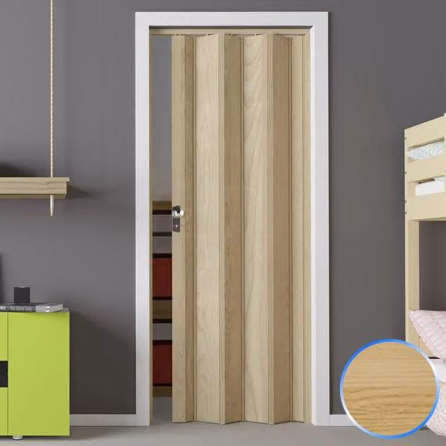 Porta a soffietto da interno in PVC modello Luciana colore beige L: 88,5 cm x H: 214 cm