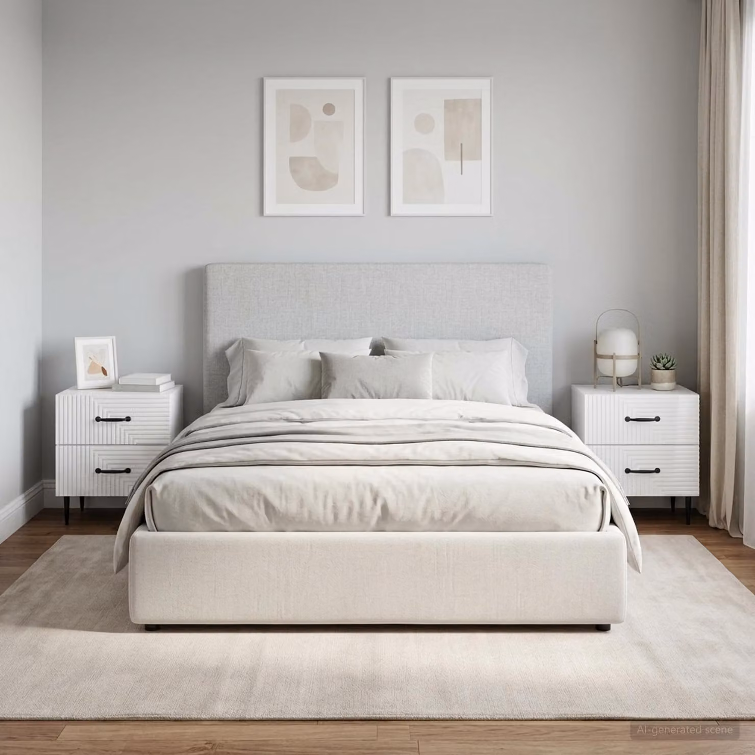 Set di 2 Armadi da Notte vidaXL Bianco Lucido L 43 cm, P 34,5 cm, H 47,5 cm