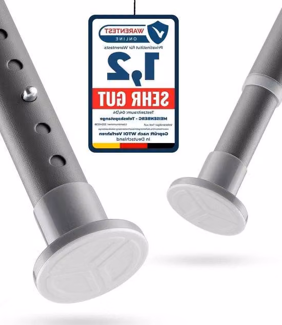 Asta per doccia 160-210 cm, grigia, estensibile, Ø 25 mm, acciaio inossidabile