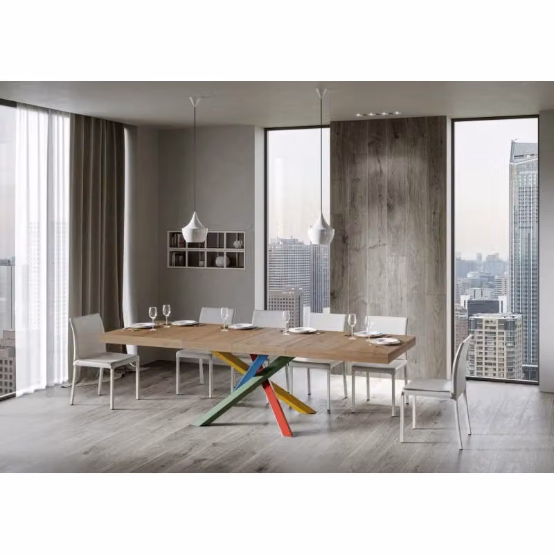 Tavolo allungabile Volantis Premium ITAMOBY in Quercia Natura e Multicolore, L: 200-460 cm, P: 90 cm – 2
