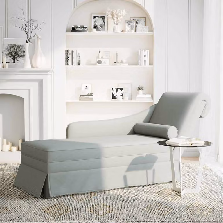 vidaXL Sdraio con Capezzale e Bracciolo Destro Velluto Grigio Chiaro