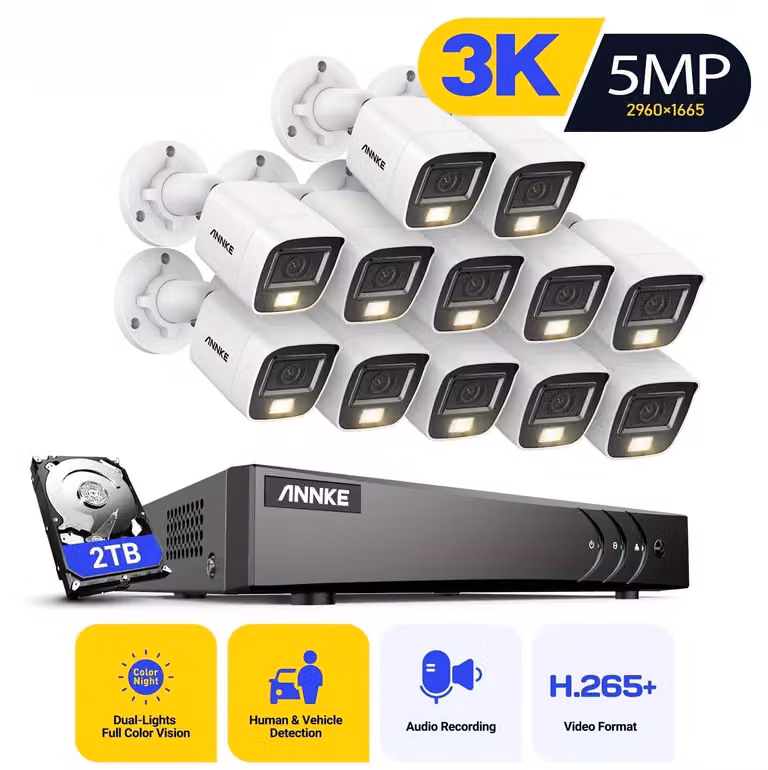 Telecamera di sicurezza - Sistema di videosorveglianza - Telecamera esterna - Telecamera di sorveglianza - Telecamera CCTV - Risoluzione 3K 5MP