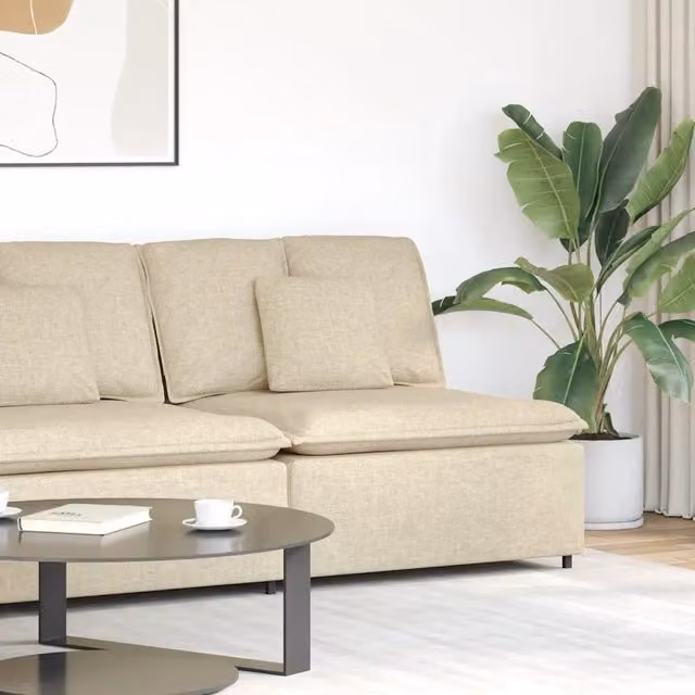 Modulo Centrale di Divano Modulare vidaXL con Cuscini Beige L: 100 cm