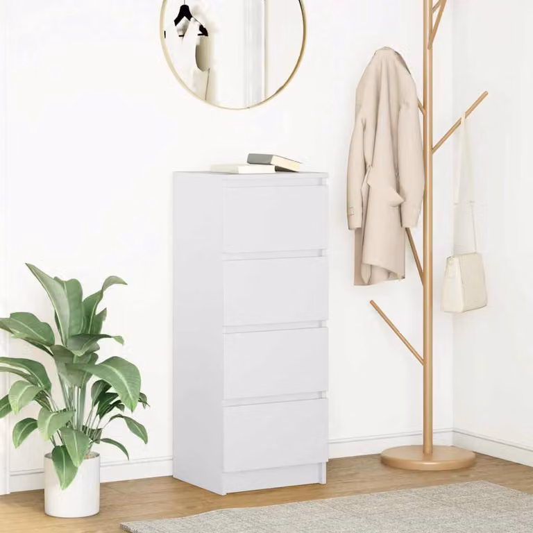 Credenza bianca vidaXL in legno multistrato e MDF da appendere al muro, L 37,5 cm x P 35 cm x H 99 cm