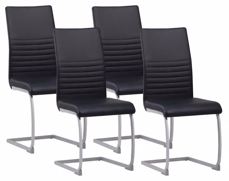 Albatros cantilever set di 4 sedie MURANO, nero - sedia da sala da pranzo sedia oscillante, design moderno, rivestimento in Pelle finta, imbottitura spessa sedia da cucina, sedia imbottita, sedia da tavolo per sala da pranzo