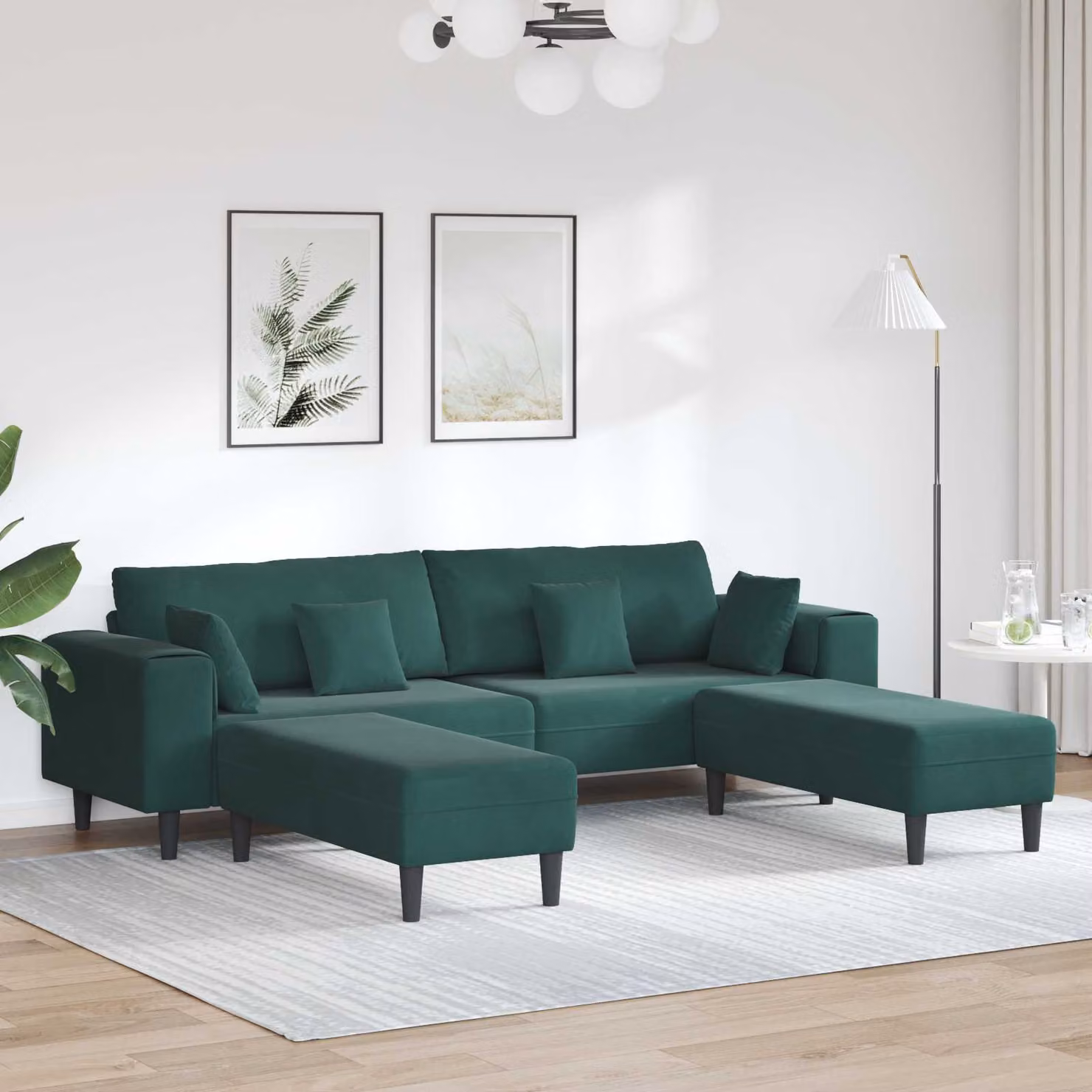 vidaXL Divano Moderno in Velluto Verde con Cuscini per Soggiorno