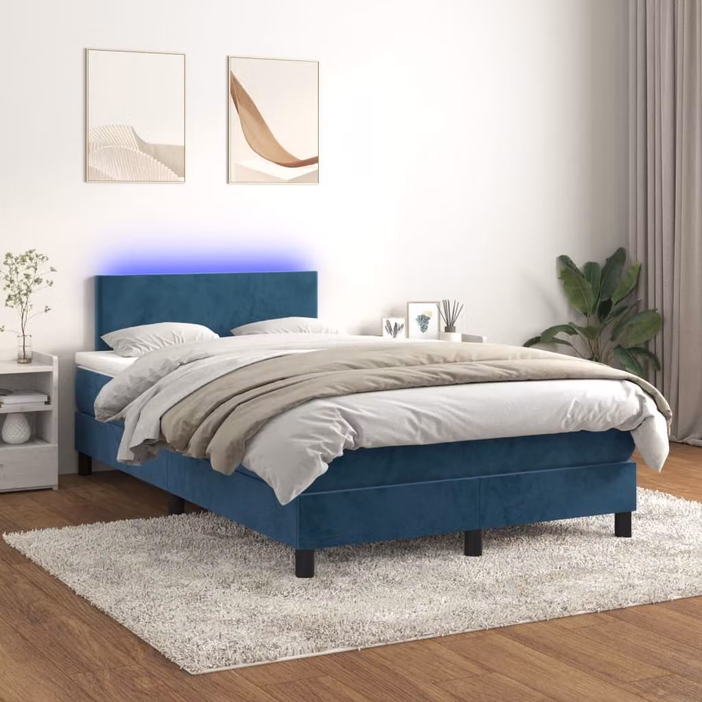 Maison Exclusive - Letto a Molle con Materasso e LED Blu Scuro 120x200cm