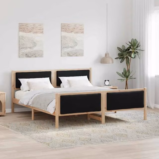 Letto con testiera in tessuto nero vidaXL L/P: 180 x 200 cm – 1