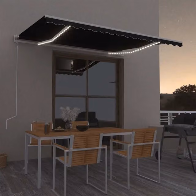Tenda Automatica con Sensore Vento e LED 400x350 cm Antracite 3068994