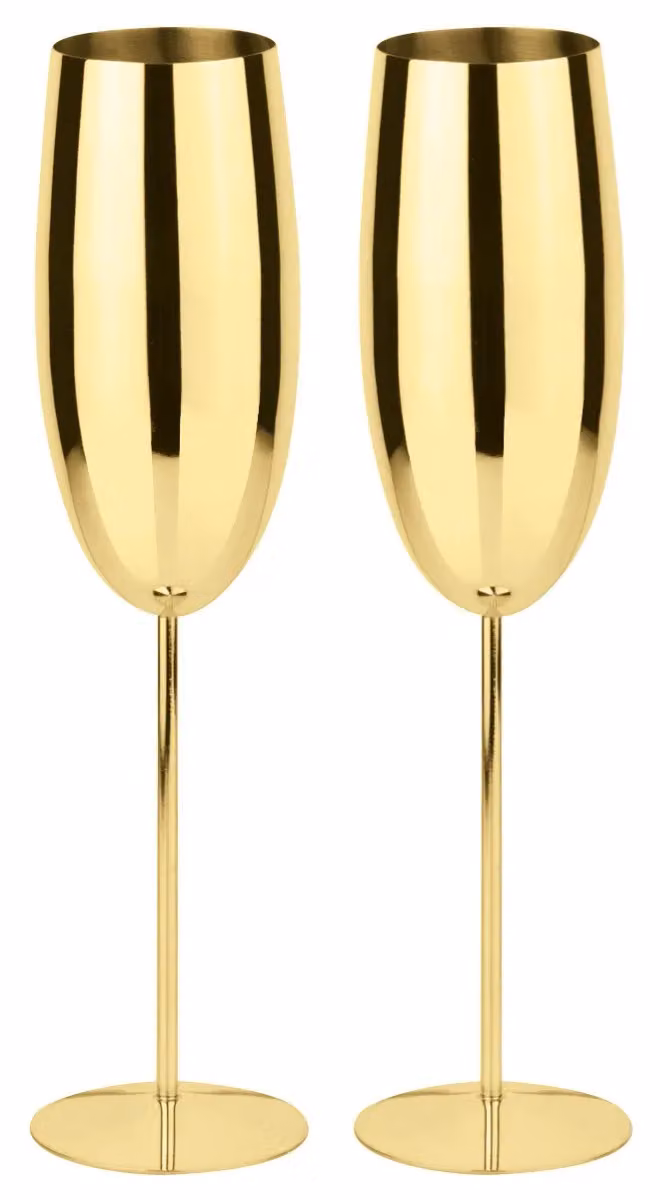 Calici flute da Champagne oro Paderno, 2 pezzi