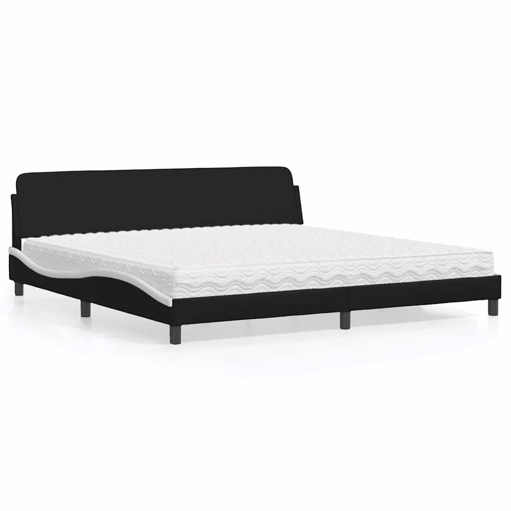 Letto con Materasso Dover vidaXL in Similpelle Nero e Bianco L/P/H: 200 x 200 cm – 1