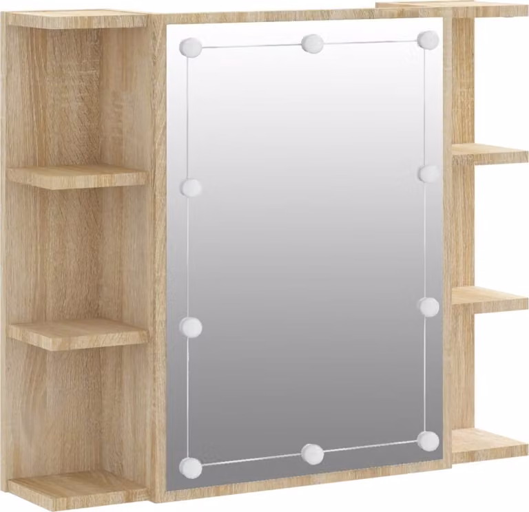 Mobile a Specchio con LED Rovere Sonoma 70x16,5x60 cm