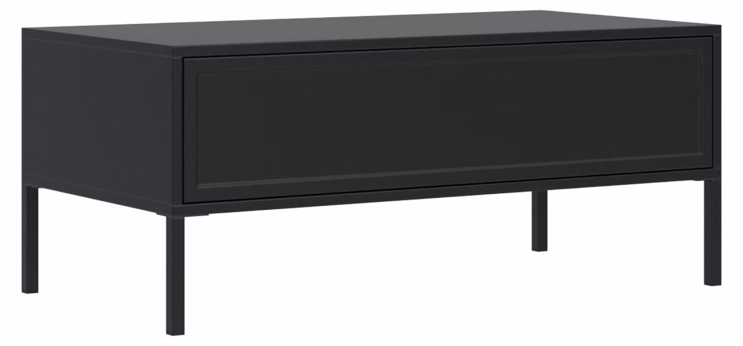Selsey Velveto – Tavolino con cassetto - nero - 100x50 cm