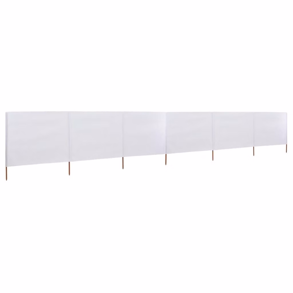 Paravento a 6 Pannelli in Tessuto 800x160 cm Bianco Sabbia