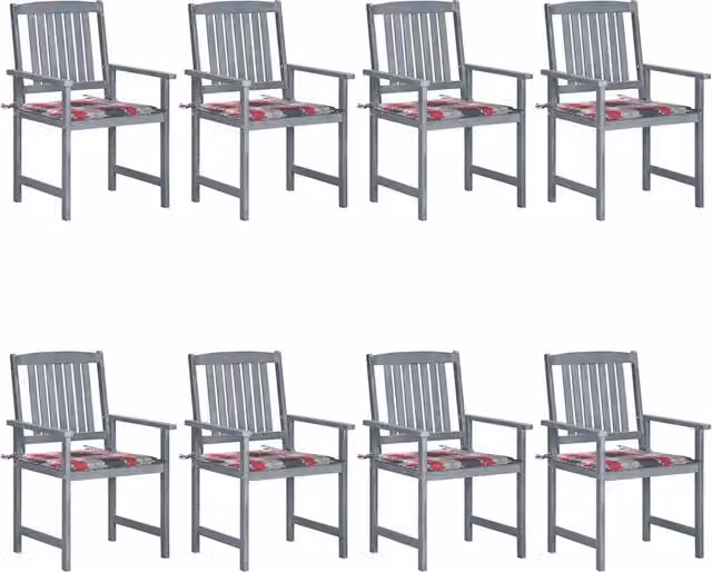 Sedie da Giardino con Cuscini 8 pz in Massello di Acacia Grigie 3078235