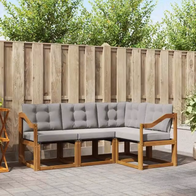 Set di divani da esterno 4 pz Grigio Naturale e Chiaro 3368626