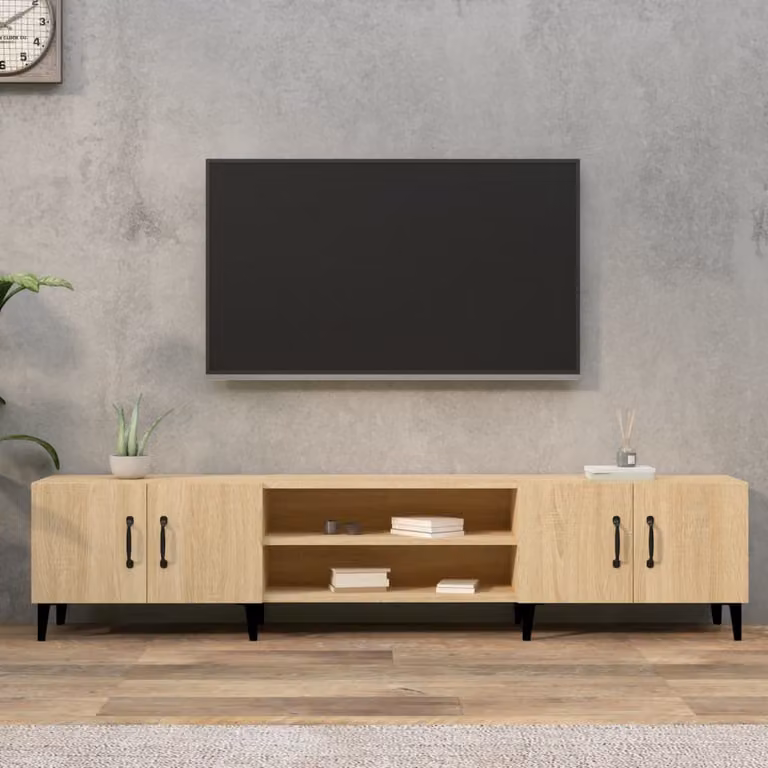 Mobile TV vidaXL in legno e metallo, colore rovere sonoma, L 180 x P 31,5 x H 40 cm