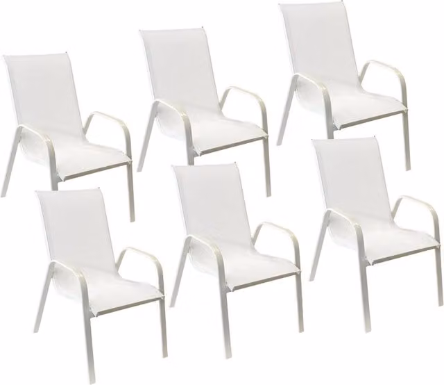 Set di 6 sedie MARBELLA in textilene bianco - alluminio bianco