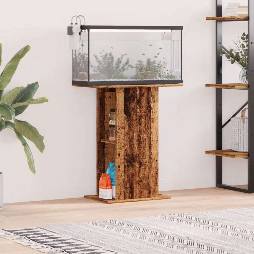 vidaXL Supporto per Acquario Moderno in Legno e MDF, Colore Marrone, L 60,5 cm x P 36 cm x H 72,5 cm