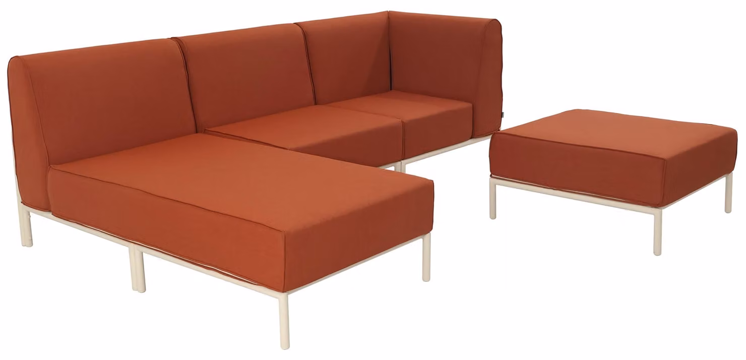Set modulare di mobili da giardino bassi 4 posti terracotta - Oviala Patio
