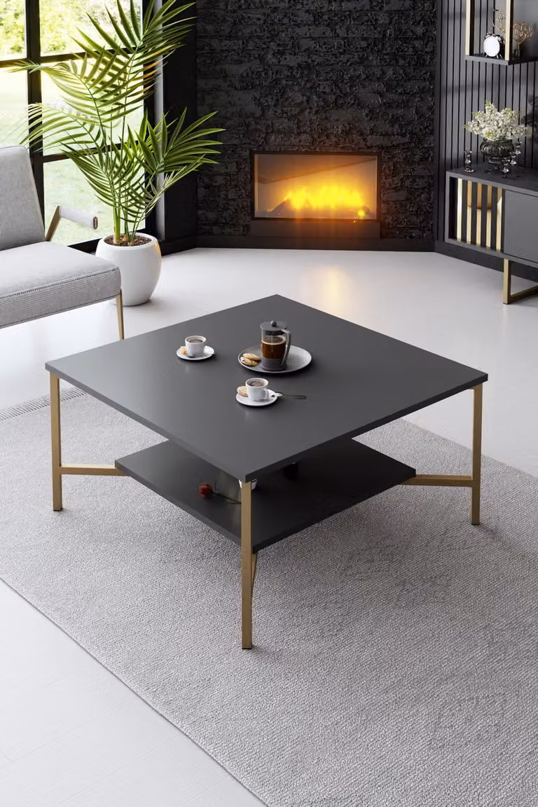 Skye Decor, Linea Oro - Antracite, Nero, Tavolini, antracite, 80 x 40 x 80 cm