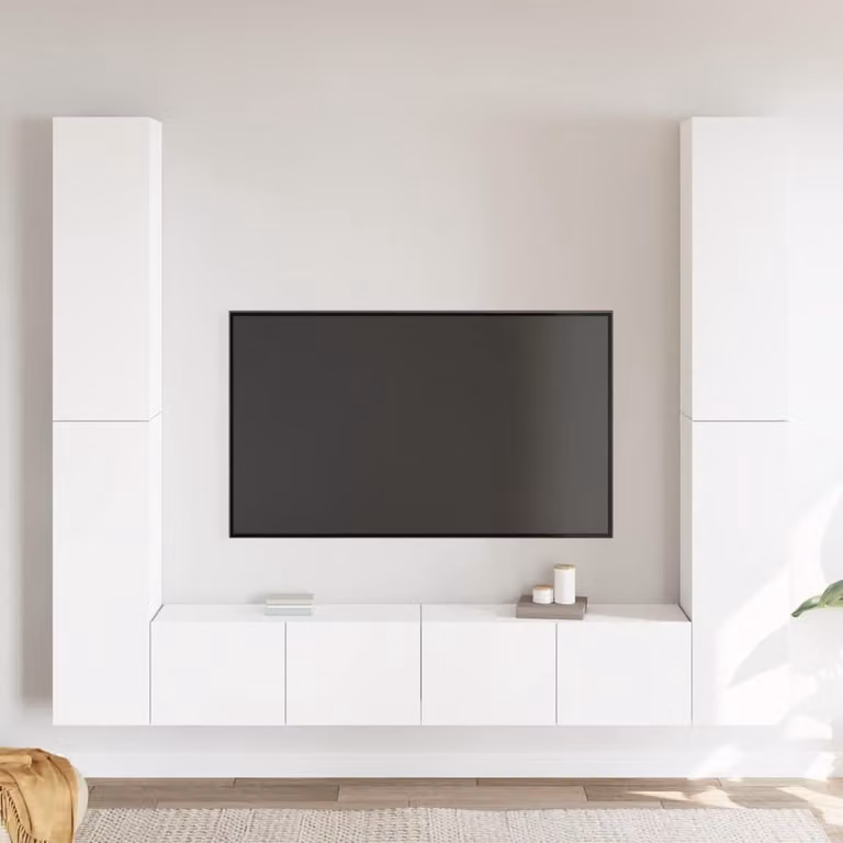 Set di mobili porta TV vidaXL da 6 pezzi in legno multistrato e MDF bianco per soggiorno moderno con montaggio a parete