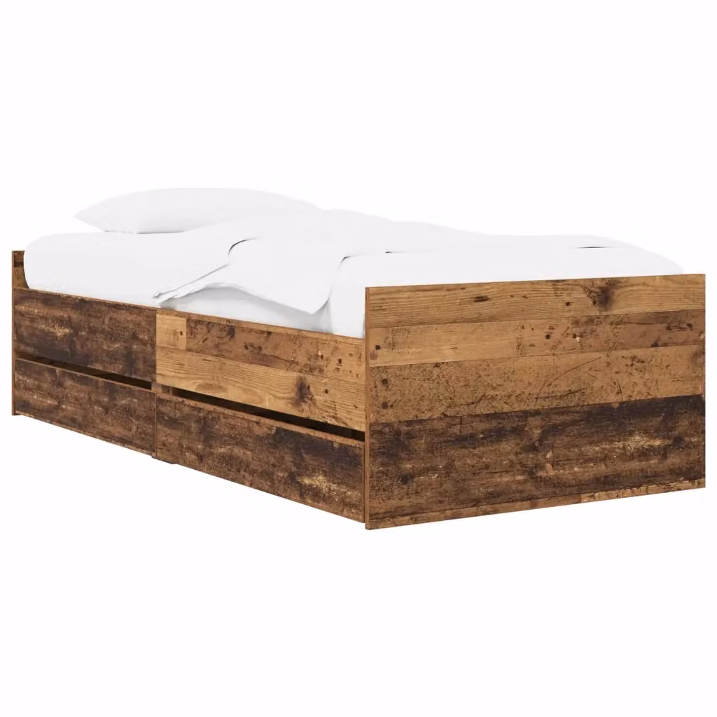 Struttura letto moderno vidaXL in legno ingegnerizzato marrone con cassetti – 2