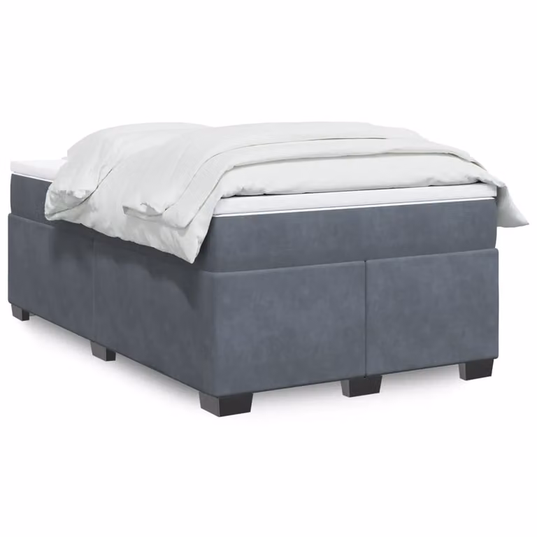 vidaXL Giroletto a Molle con Materasso in Velluto Grigio e Bianco L/P: 120 x 200 cm