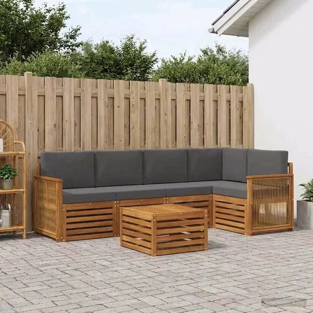 Set di divani da esterno 6 pz Naturale e Antracite 3384388